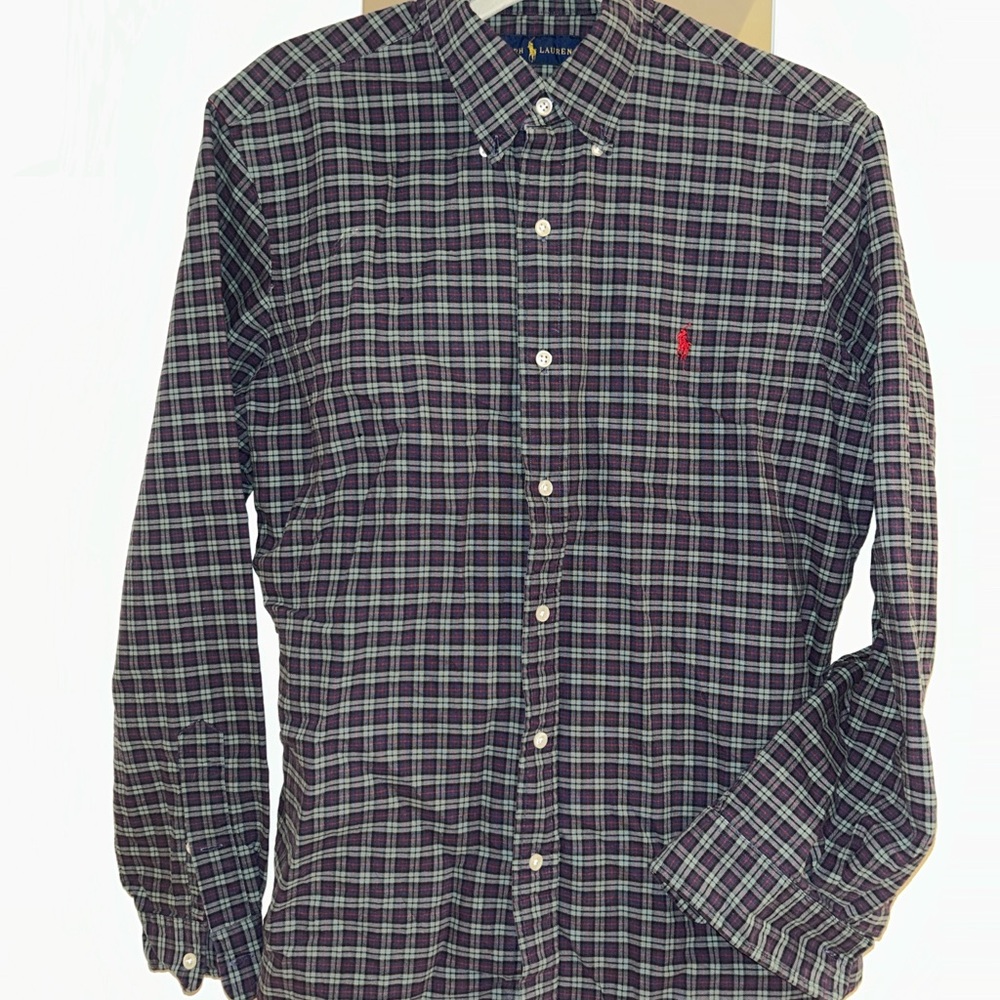 Ralph Lauren Green and Navy Plaid Button-Down Shirt